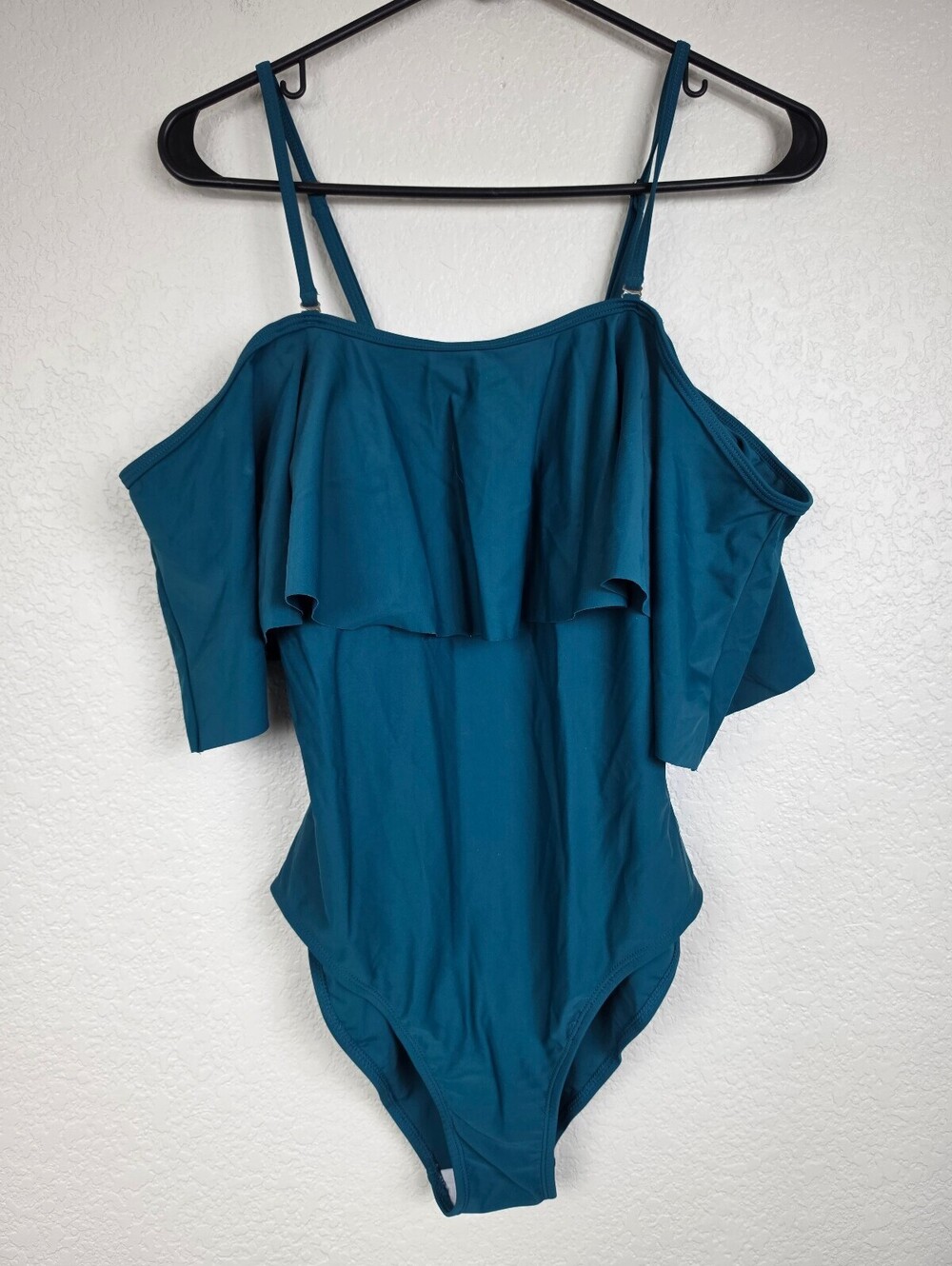 Teal Off-Shoulder One Piece Swimsuit Medium